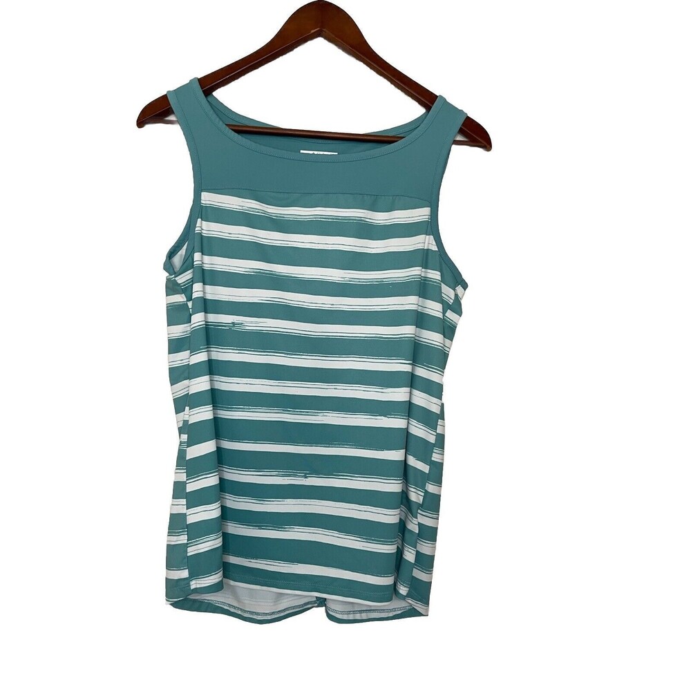 columbia womens small white teal striped active tank top